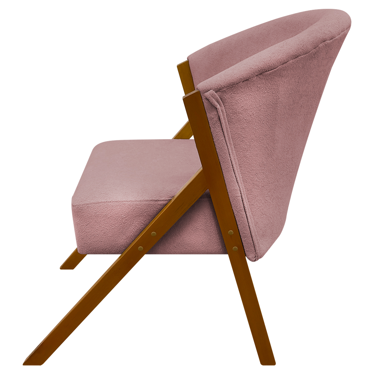 Poltrona Decorativa Para Sala Recepção You Bouclé Premium Rosê Braça Amadeirada
