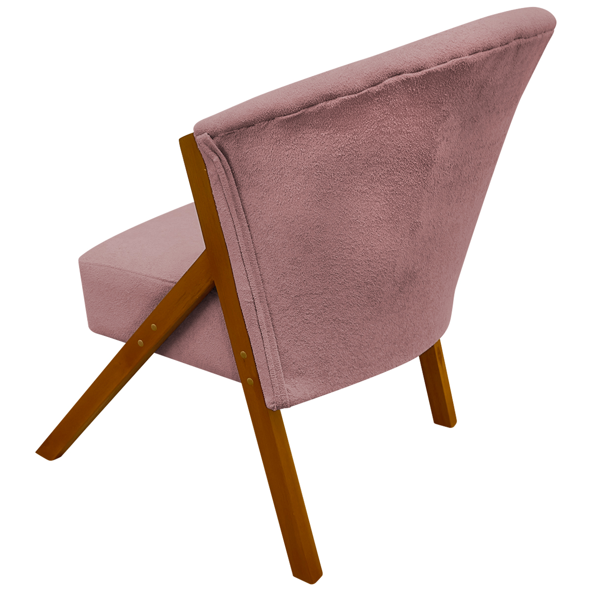 Poltrona Decorativa Para Sala Recepção You Bouclé Premium Rosê Braça Amadeirada