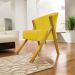 Poltrona Decorativa Para Sala Recepção You Suede Amarelo Braça Amadeirada
