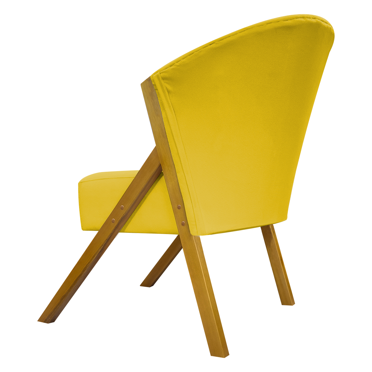 Poltrona Decorativa Para Sala Recepção You Suede Amarelo Braça Amadeirada