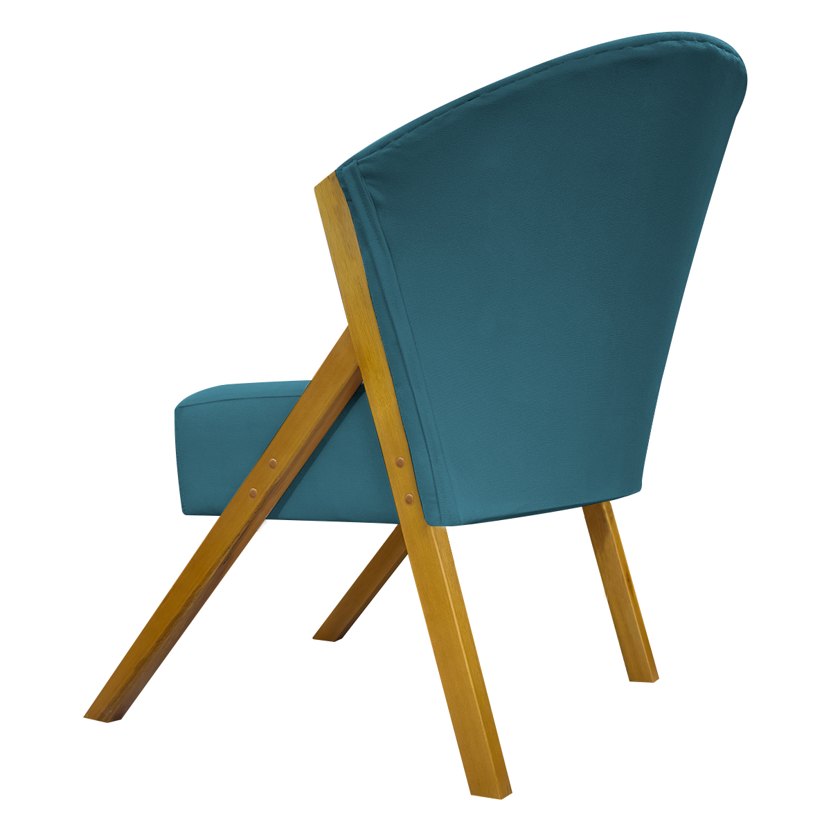 Poltrona Decorativa Para Sala Recepção You Suede Azul Marinho Braça Amadeirada