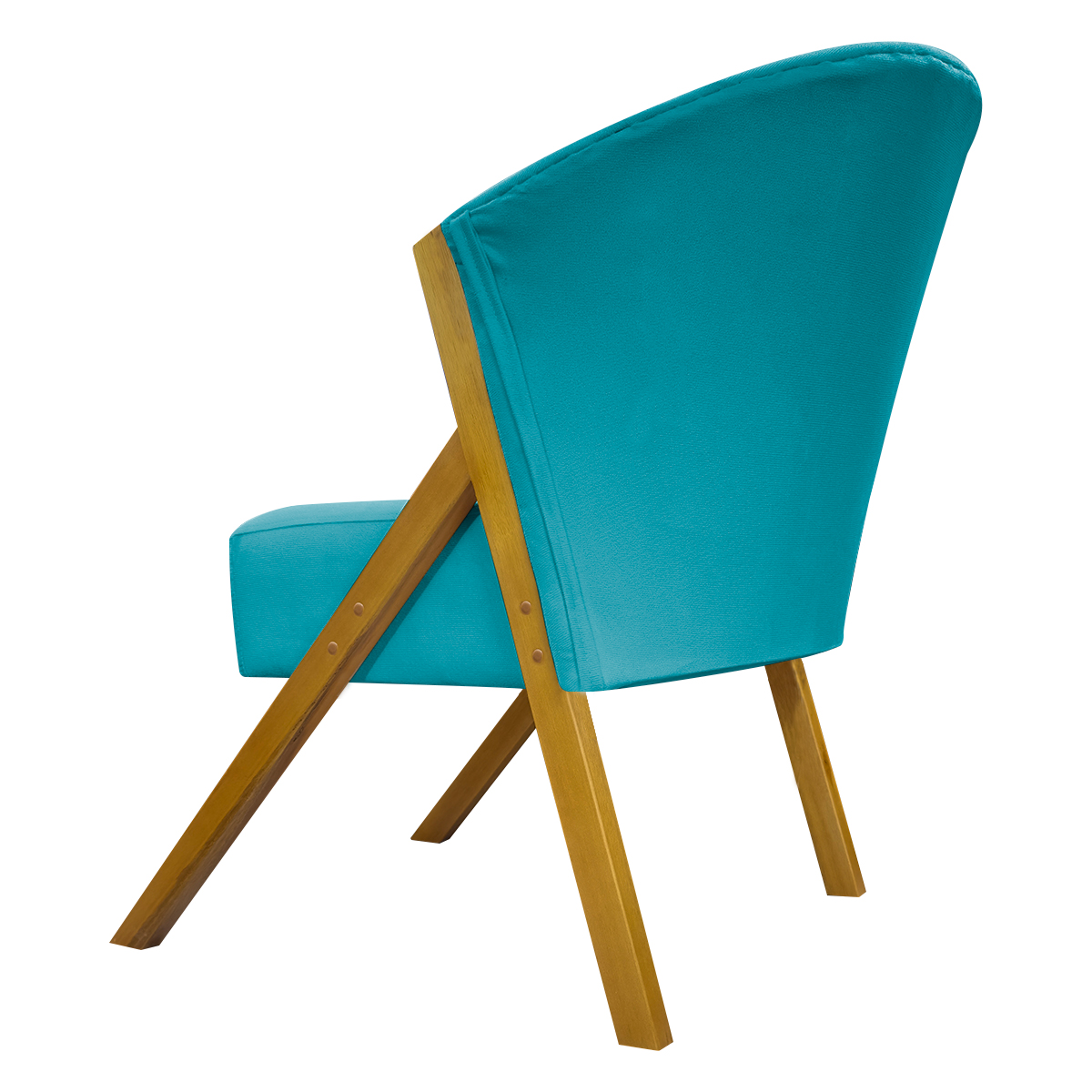 Poltrona Decorativa Para Sala Recepção You Suede Azul Turquesa Braça Amadeirada