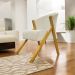 Poltrona Decorativa Para Sala Recepção You Suede Bege Braça Amadeirada