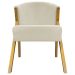 Poltrona Decorativa Para Sala Recepção You Suede Bege Braça Amadeirada
