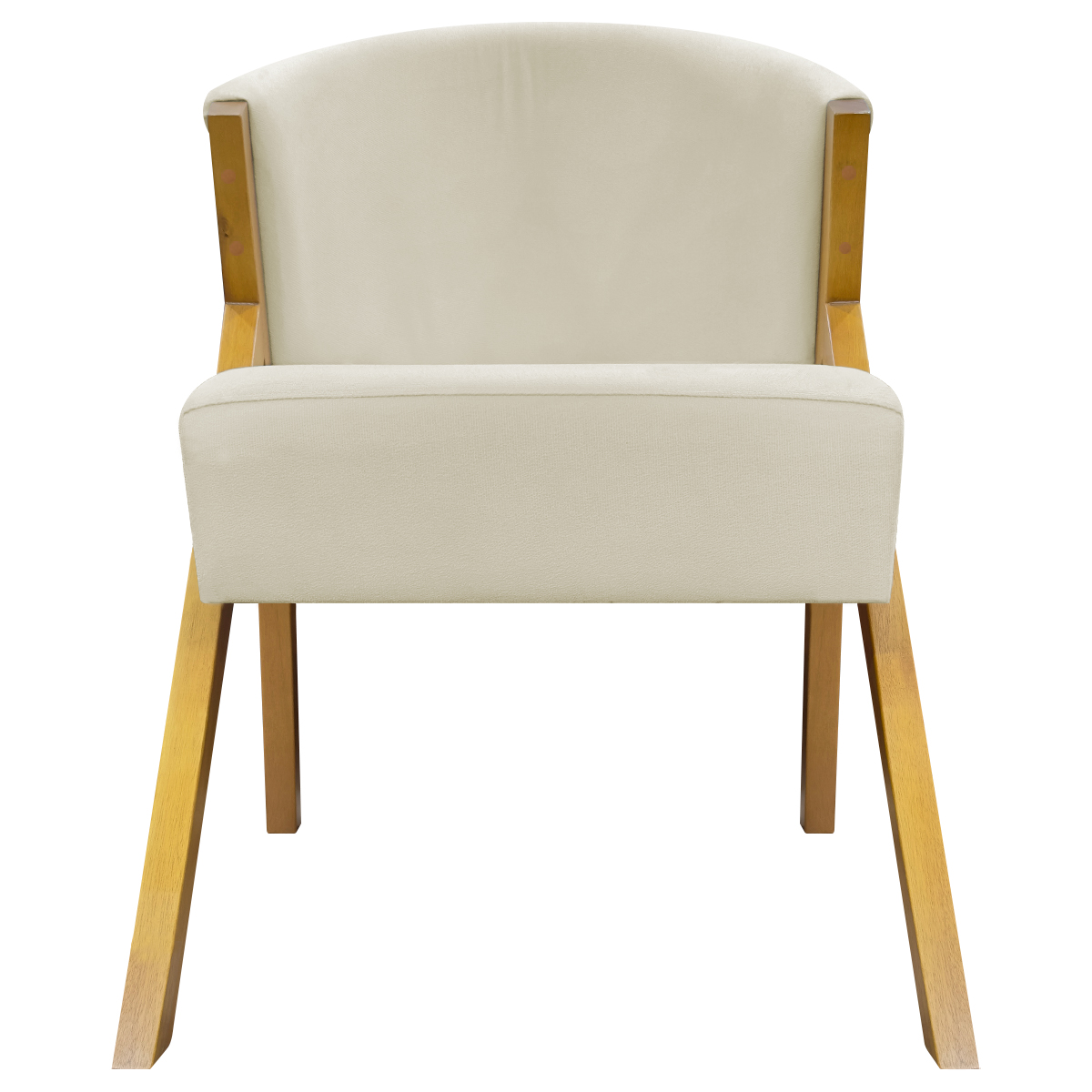 Poltrona Decorativa Para Sala Recepção You Suede Bege Braça Amadeirada