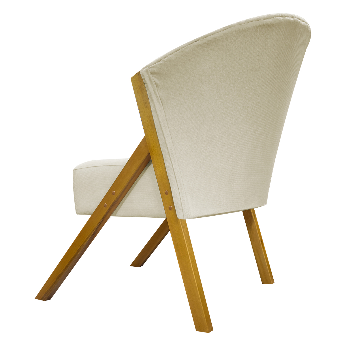 Poltrona Decorativa Para Sala Recepção You Suede Bege Braça Amadeirada