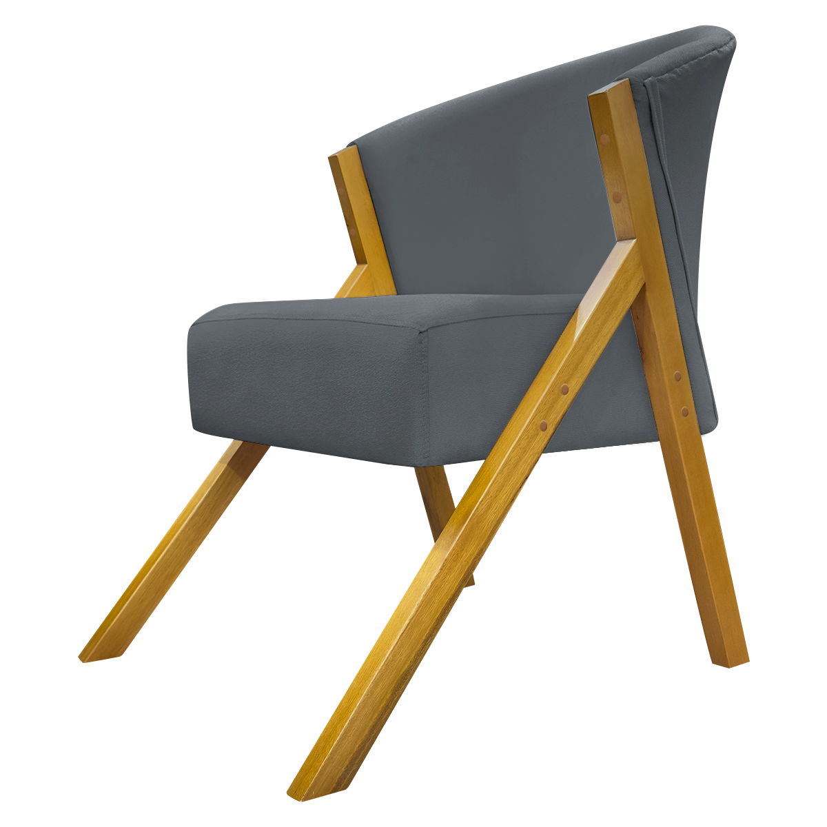 Poltrona Decorativa Para Sala Recepção You Suede Cinza Braça Amadeirada