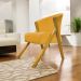 Poltrona Decorativa Para Sala Recepção You Suede Mostarda Braça Amadeirada