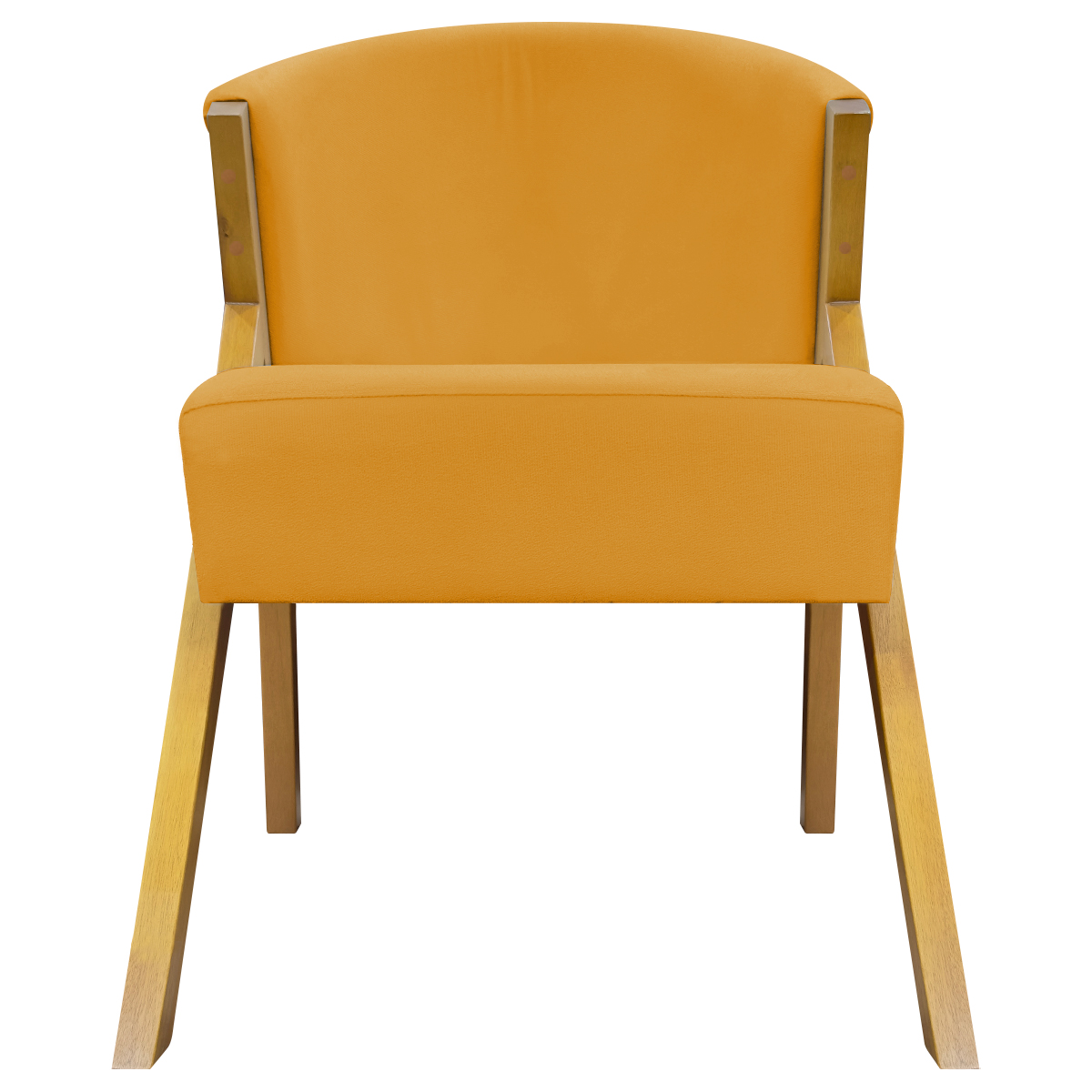 Poltrona Decorativa Para Sala Recepção You Suede Mostarda Braça Amadeirada