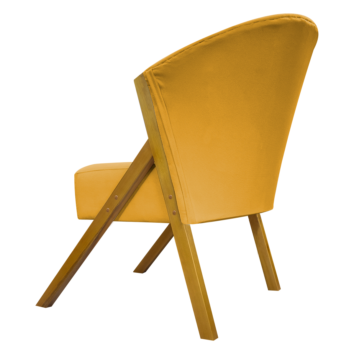Poltrona Decorativa Para Sala Recepção You Suede Mostarda Braça Amadeirada