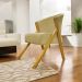 Poltrona Decorativa Para Sala Recepção You Suede Nude Braça Amadeirada
