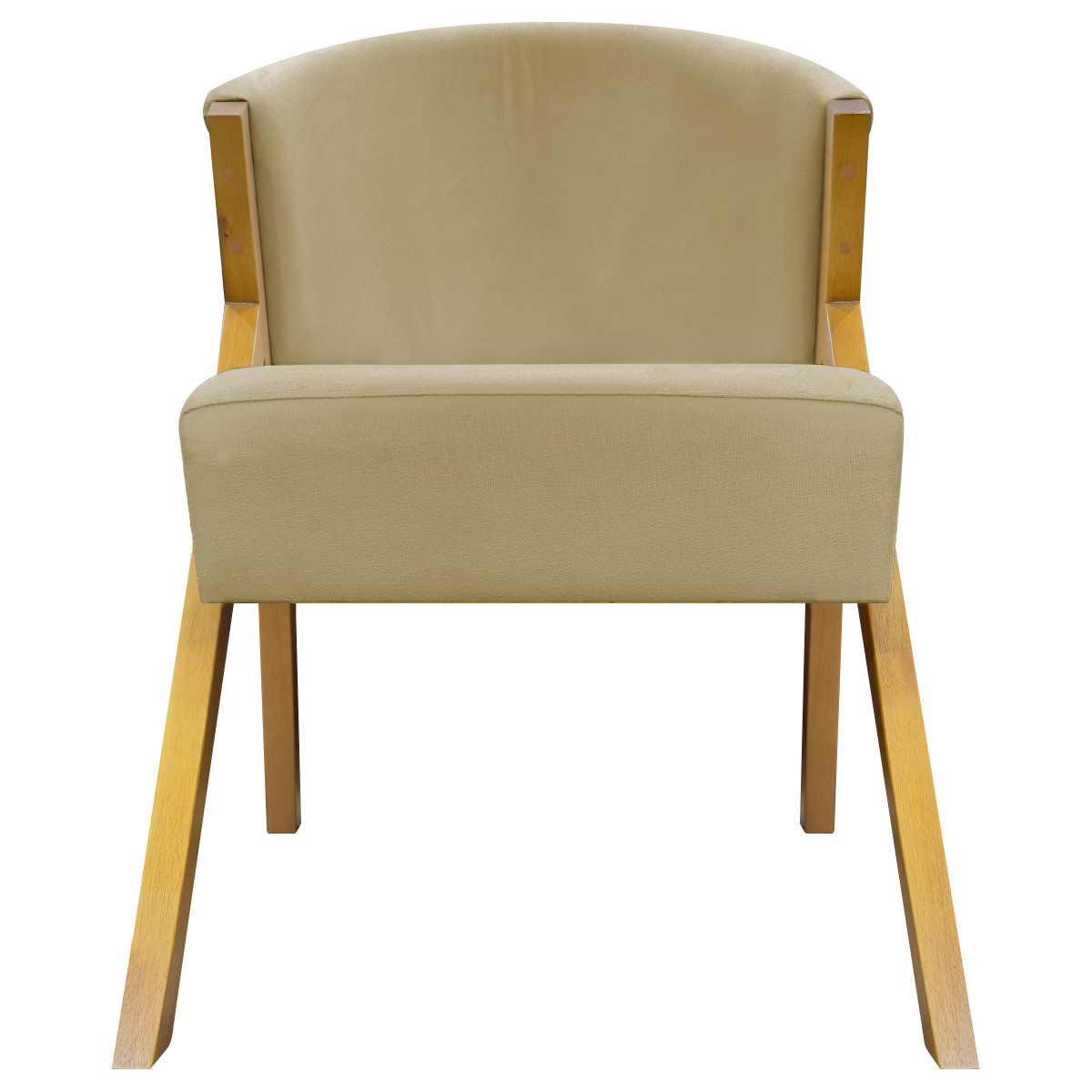 Poltrona Decorativa Para Sala Recepção You Suede Nude Braça Amadeirada