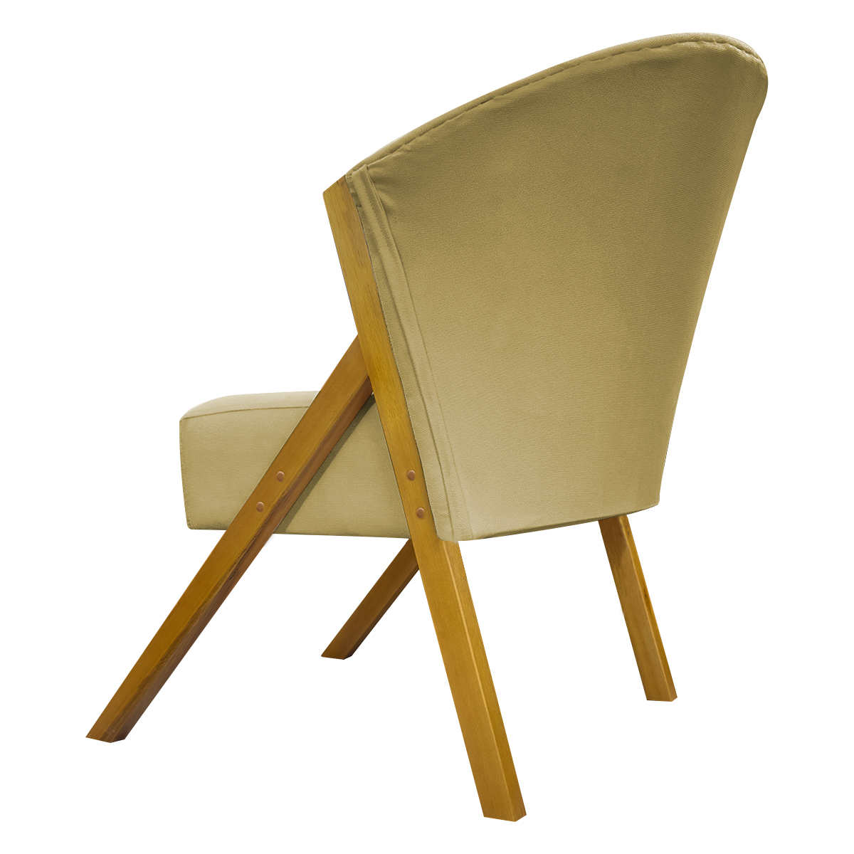 Poltrona Decorativa Para Sala Recepção You Suede Nude Braça Amadeirada