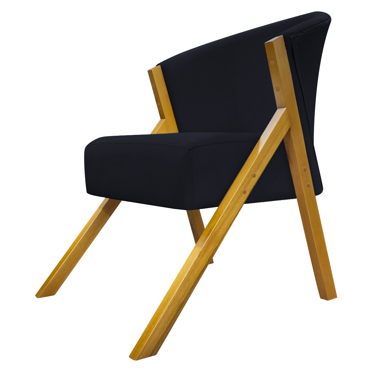 Poltrona Decorativa Para Sala Recepção You Suede Preto Braça Amadeirada