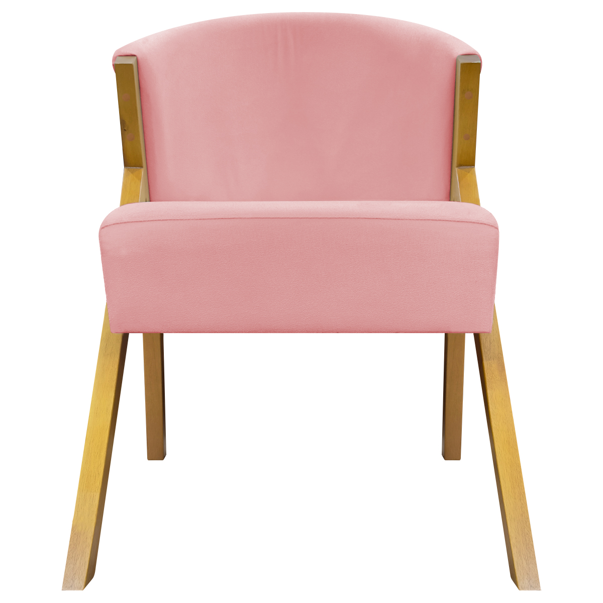 Poltrona Decorativa Para Sala Recepção You Suede Rosê Braça Amadeirada