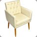 Poltrona Decorativa Para Sala, Escritório, Nina Com Base E Capitonê Suede Bege Pé Castanho - Clique E Decore
