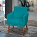 Poltrona Decorativa Para Sala, Escritório, Recepção Beatriz Com Base Suede Azul Turquesa Pé Castanho - Clique E Decore