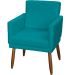 Poltrona Decorativa Para Sala, Escritório, Recepção Beatriz Com Base Suede Azul Turquesa Pé Castanho - Clique E Decore