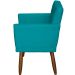 Poltrona Decorativa Para Sala, Escritório, Recepção Beatriz Com Base Suede Azul Turquesa Pé Castanho - Clique E Decore