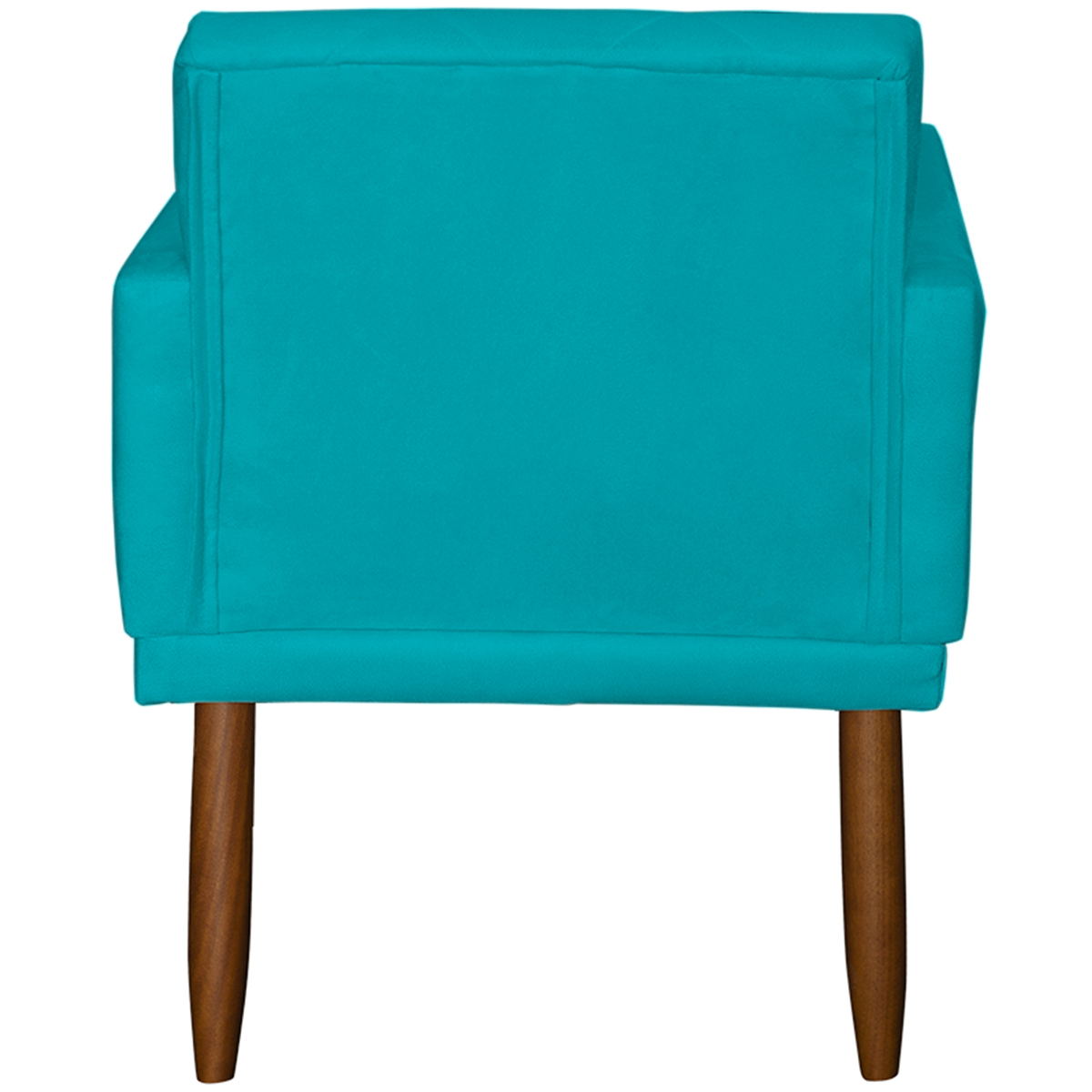 Poltrona Decorativa Para Sala, Escritório, Recepção Beatriz Com Base Suede Azul Turquesa Pé Castanho - Clique E Decore