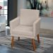 Poltrona Decorativa Para Sala, Escritório, Recepção Beatriz Com Base Suede Bege Pé Castanho - Clique E Decore