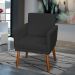 Poltrona Decorativa Para Sala, Escritório, Recepção Beatriz Com Base Suede Preto Pé Castanho - Clique E Decore
