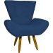 Poltrona Decorativa Para Sala, Escritório, Recepção Emilia Suede Azul Marinho Pé Castanho - Clique E Decore