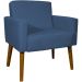 Poltrona Decorativa Para Sala, Escritório, Recepção Hope Suede Azul Marinho Pé Castanho - Clique E Decore