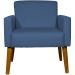 Poltrona Decorativa Para Sala, Escritório, Recepção Hope Suede Azul Marinho Pé Castanho - Clique E Decore