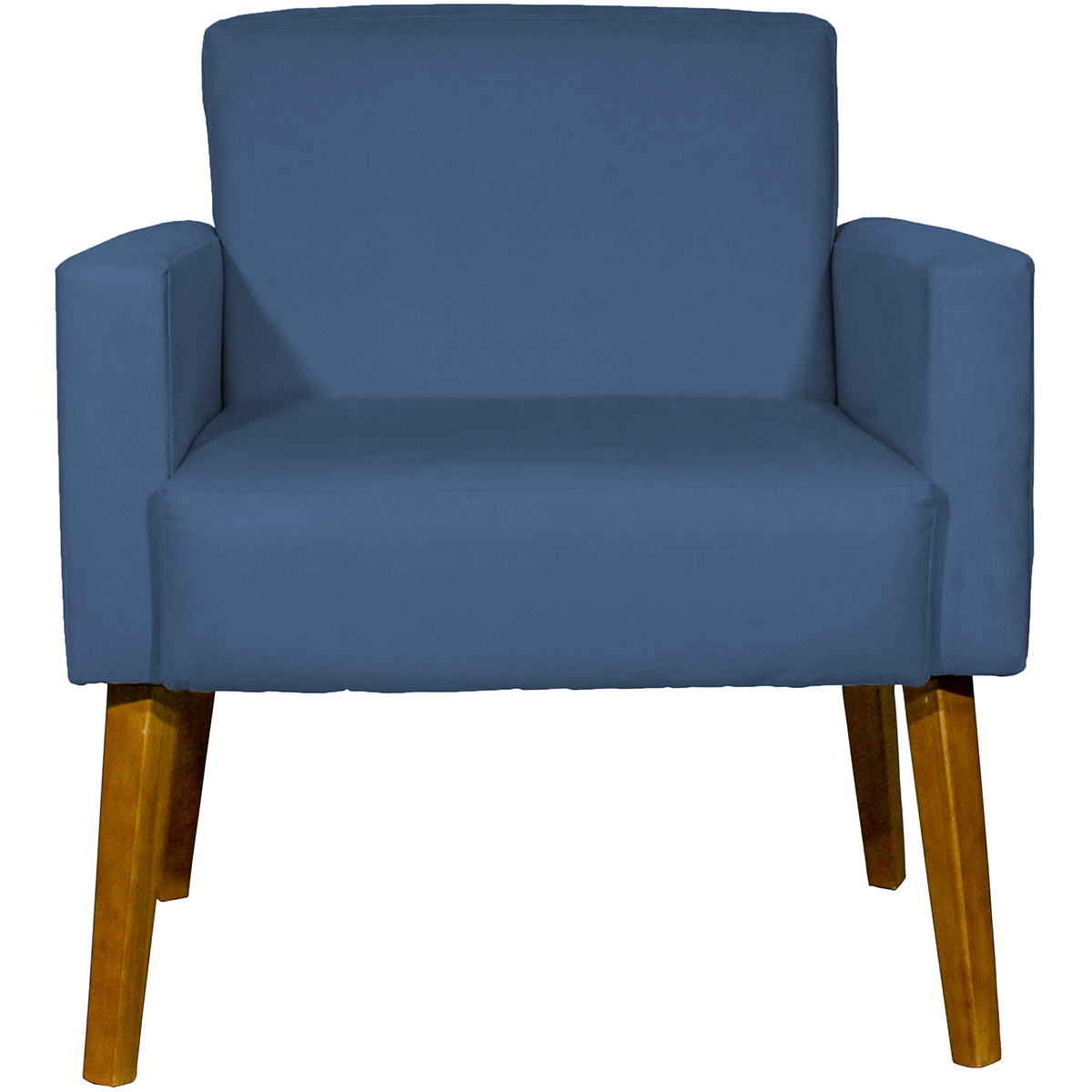 Poltrona Decorativa Para Sala, Escritório, Recepção Hope Suede Azul Marinho Pé Castanho - Clique E Decore