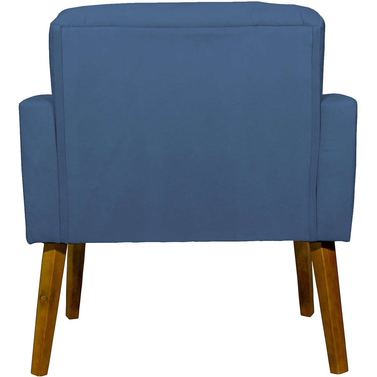 Poltrona Decorativa Para Sala, Escritório, Recepção Hope Suede Azul Marinho Pé Castanho - Clique E Decore