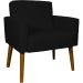 Poltrona Decorativa Para Sala, Escritório, Recepção Hope Suede Preto Pé Castanho - Clique E Decore