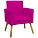 Poltrona Decorativa Para Sala, Manicure, Quarto Nina Com Base Suede Pink Pé Castanho - Clique E Decore