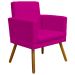 Poltrona Decorativa Para Sala, Manicure, Quarto Nina Com Base Suede Pink Pé Castanho - Clique E Decore