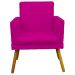 Poltrona Decorativa Para Sala, Manicure, Quarto Nina Com Base Suede Pink Pé Castanho - Clique E Decore
