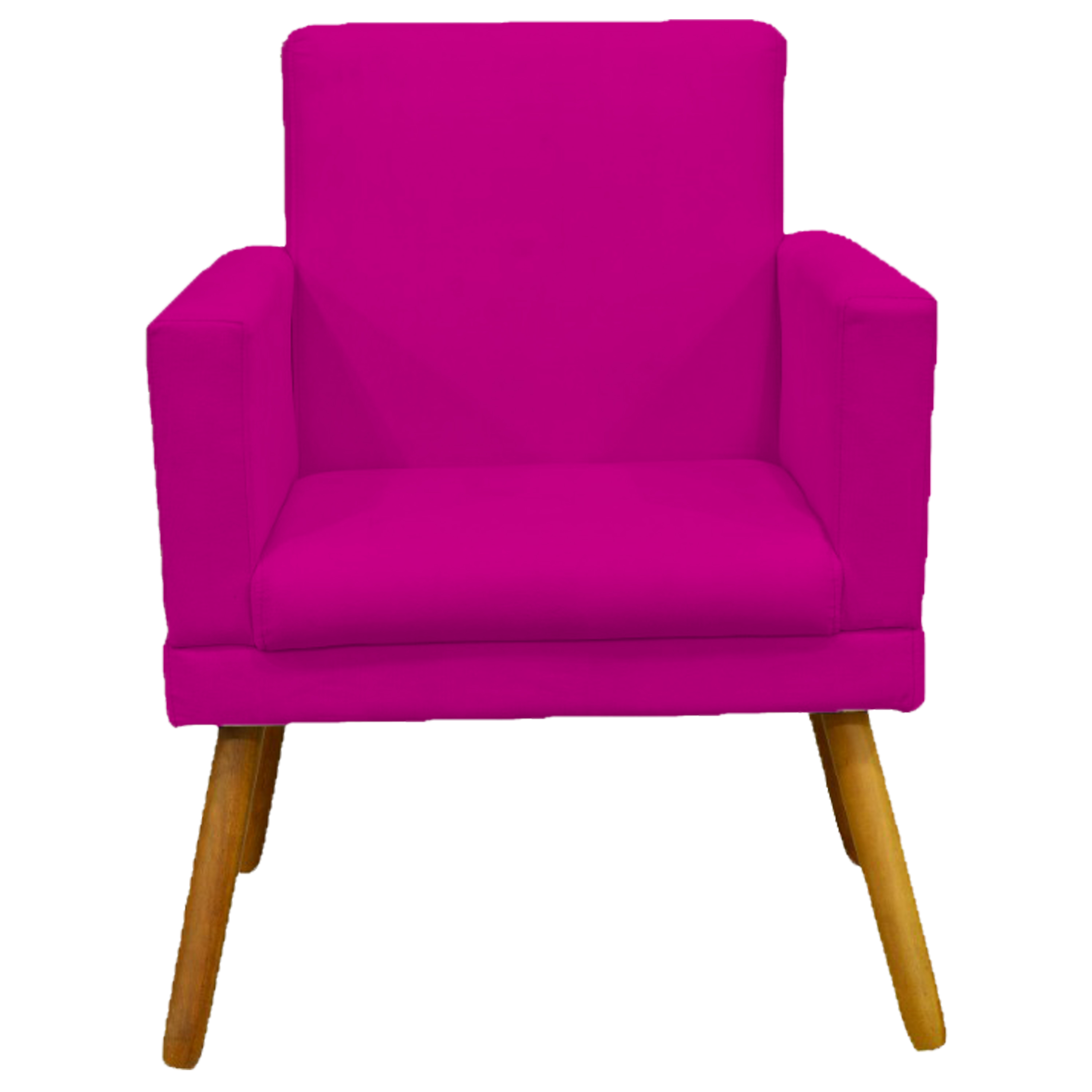 Poltrona Decorativa Para Sala, Manicure, Quarto Nina Com Base Suede Pink Pé Castanho - Clique E Decore