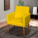 Poltrona Decorativa Para Sala, Quarto, Manicure Beatriz Suede Amarelo Pé Castanho - Clique E Decore