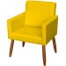 Poltrona Decorativa Para Sala, Quarto, Manicure Beatriz Suede Amarelo Pé Castanho - Clique E Decore