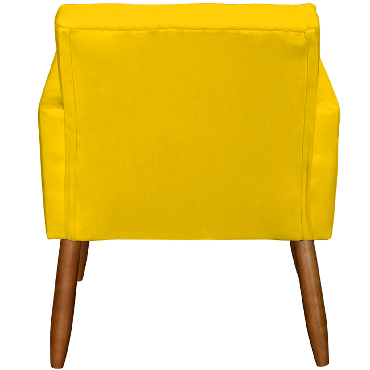 Poltrona Decorativa Para Sala, Quarto, Manicure Beatriz Suede Amarelo Pé Castanho - Clique E Decore