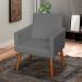 Poltrona Decorativa Para Sala, Quarto, Manicure Beatriz Suede Cinza Pé Castanho - Clique E Decore