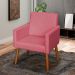 Poltrona Decorativa Para Sala, Quarto, Manicure Beatriz Suede Rosê Pé Castanho - Clique E Decore