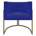Poltrona Decorativa Recepção Luna Tecido Sintético Azul Royal Base de Ferro Dourada