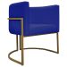 Poltrona Decorativa Recepção Luna Tecido Sintético Azul Royal Base de Ferro Dourada