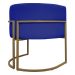 Poltrona Decorativa Recepção Luna Tecido Sintético Azul Royal Base de Ferro Dourada