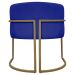 Poltrona Decorativa Recepção Luna Tecido Sintético Azul Royal Base de Ferro Dourada