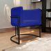 Poltrona Decorativa Recepção Luna Tecido Sintético Azul Royal Base de Ferro Preto