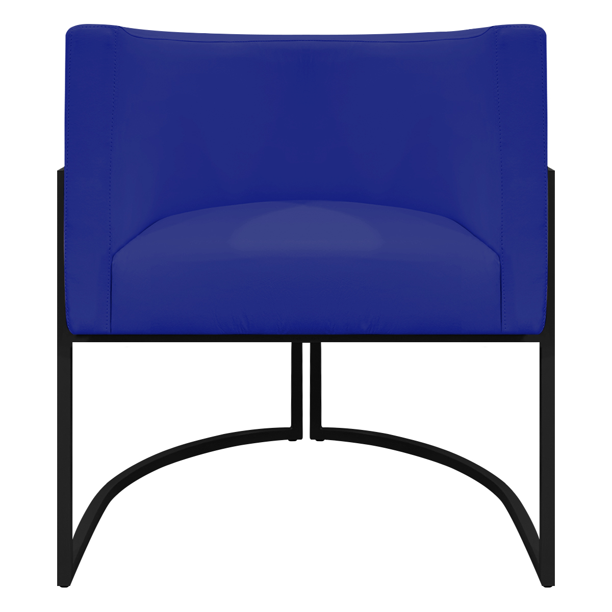 Poltrona Decorativa Recepção Luna Tecido Sintético Azul Royal Base de Ferro Preto