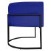 Poltrona Decorativa Recepção Luna Tecido Sintético Azul Royal Base de Ferro Preto