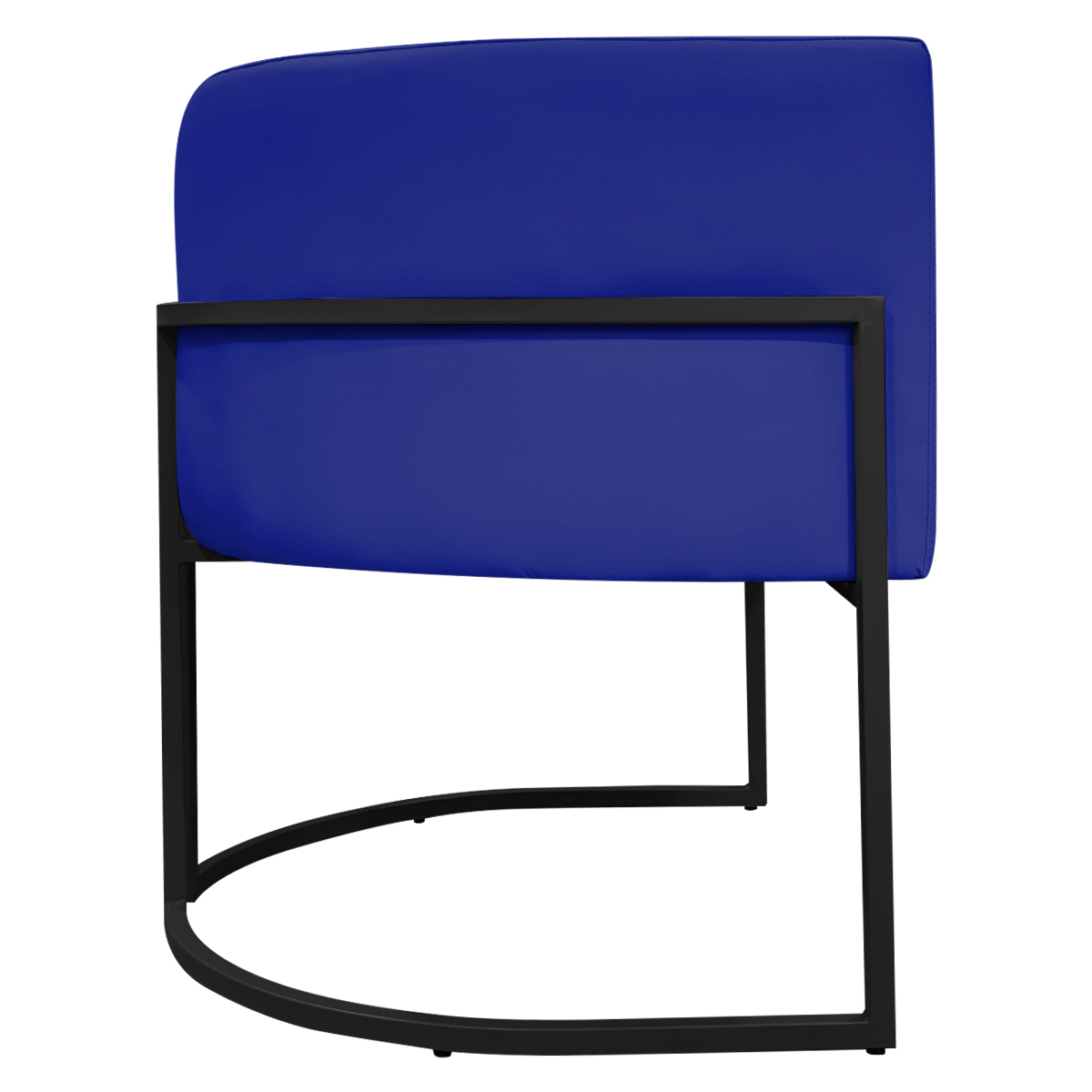 Poltrona Decorativa Recepção Luna Tecido Sintético Azul Royal Base de Ferro Preto
