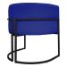Poltrona Decorativa Recepção Luna Tecido Sintético Azul Royal Base de Ferro Preto